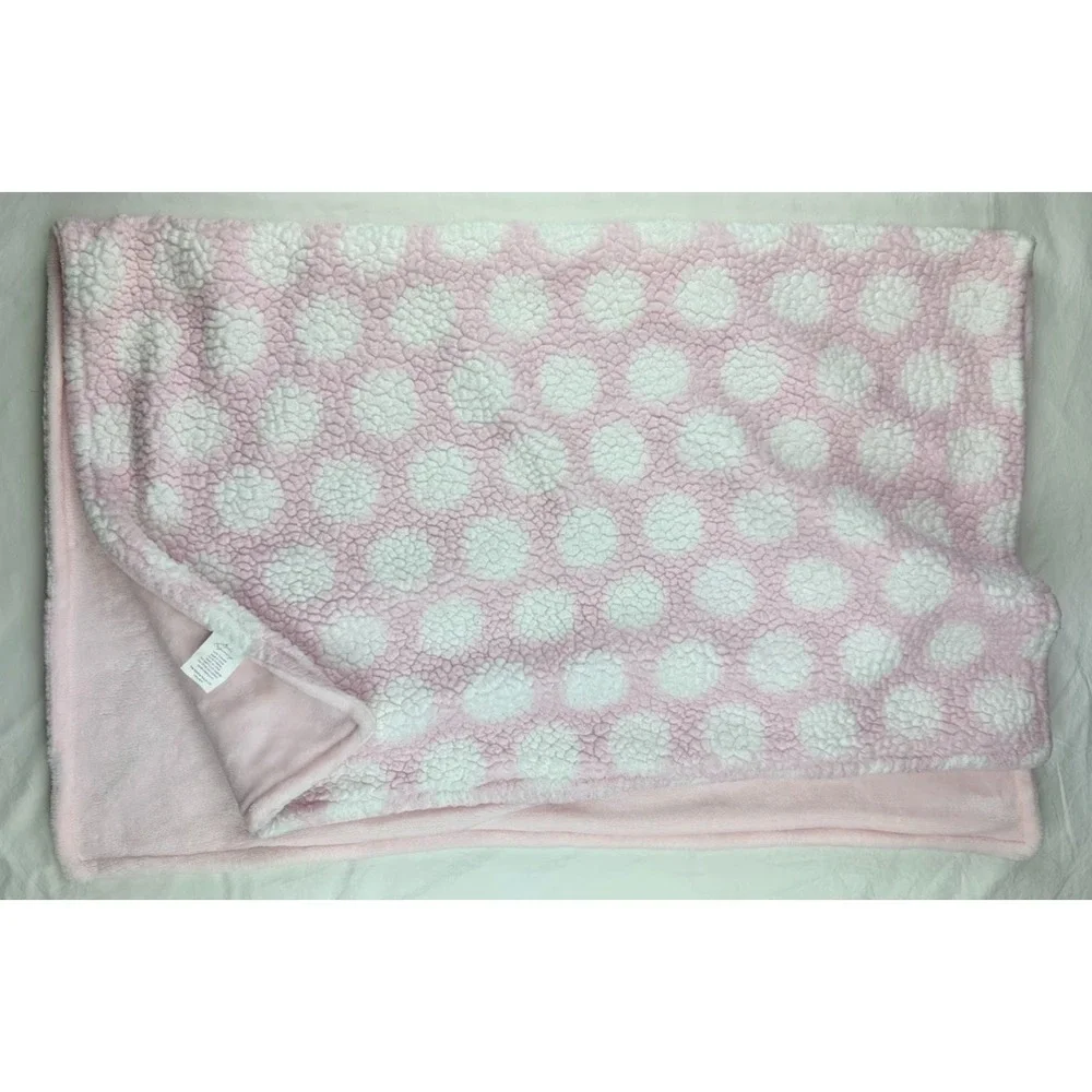 Little Beginnings Pink White Polka Dot Sherpa‎ Plush Baby Girl Blanket Lovey